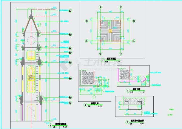 某工程景观塔钟楼建筑设计施工图
