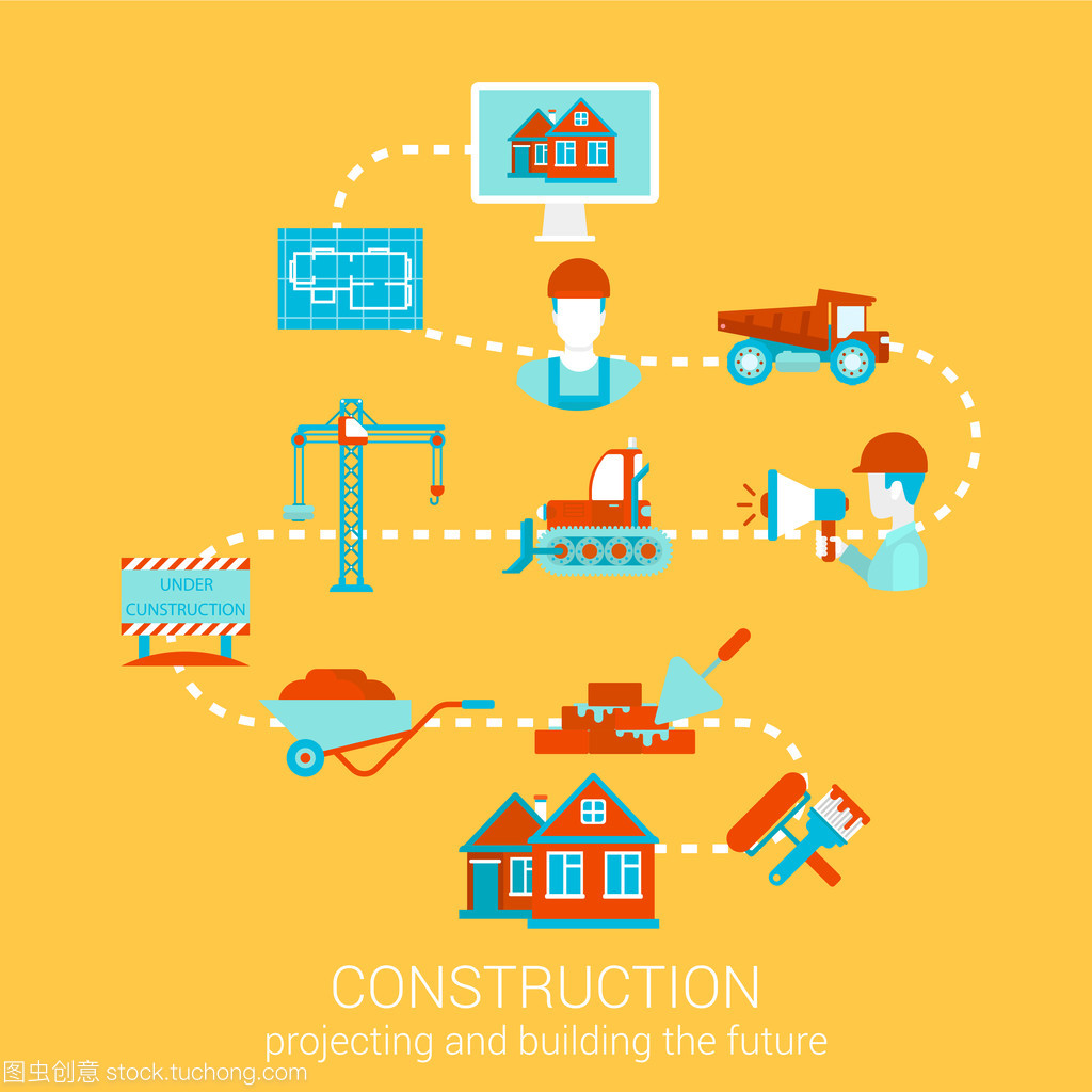 Construction flat style design